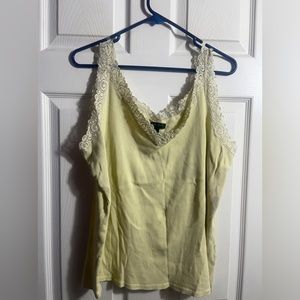 Plus size Y2K 1x August Silk Yellow ribbed lace tank top with sequin beads